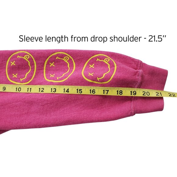 NIRVANA Bright Pink Sweatshirt Heavyweight Drop Shoulder Oversized Size L/XL - Picture 16 of 16